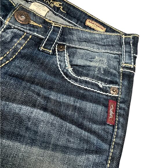 Silver Jeans Women’s Santorini Capri Blue Denim Distressed Size 25 - Picture 4 of 11